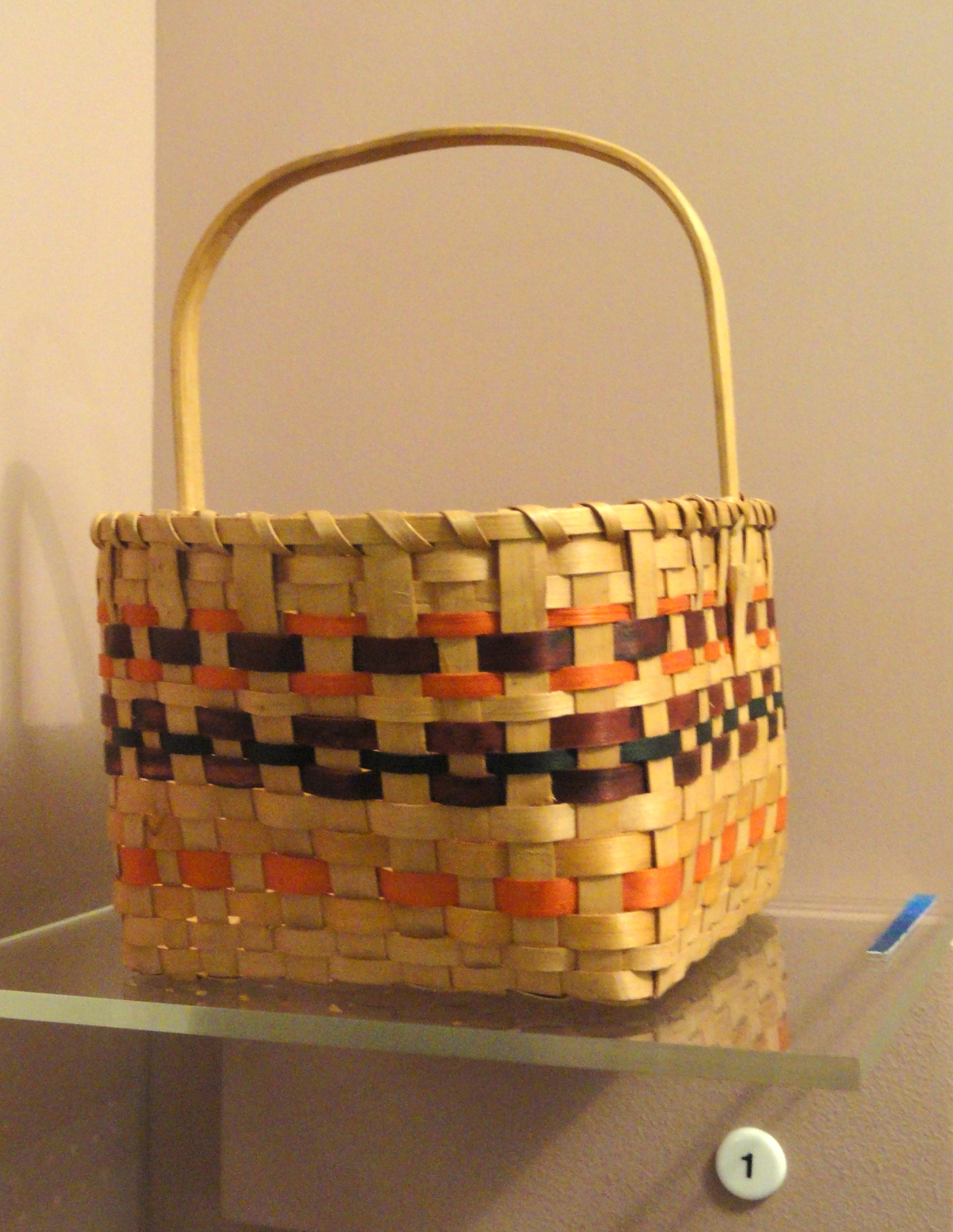 Nauset or Wampanoag splint basket collected in Barnstable in 1892